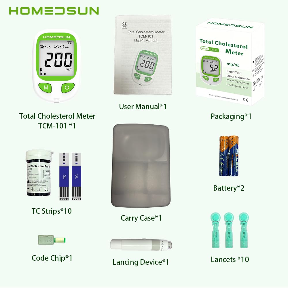 Total Cholesterol Monitor Kit with 10 Strips Lancets D7091