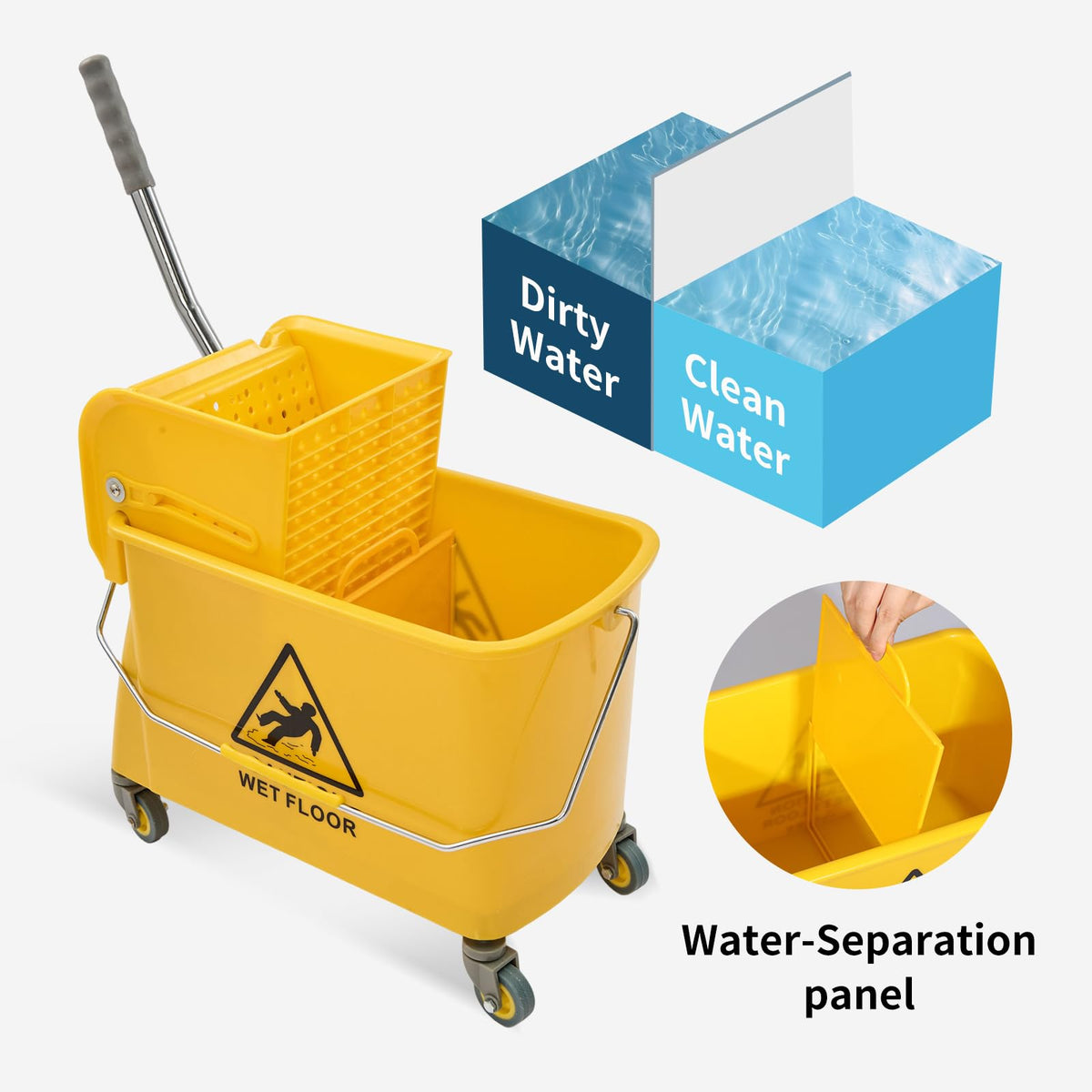 22 Quart Wheeled Mop Bucket with Wringer I54114