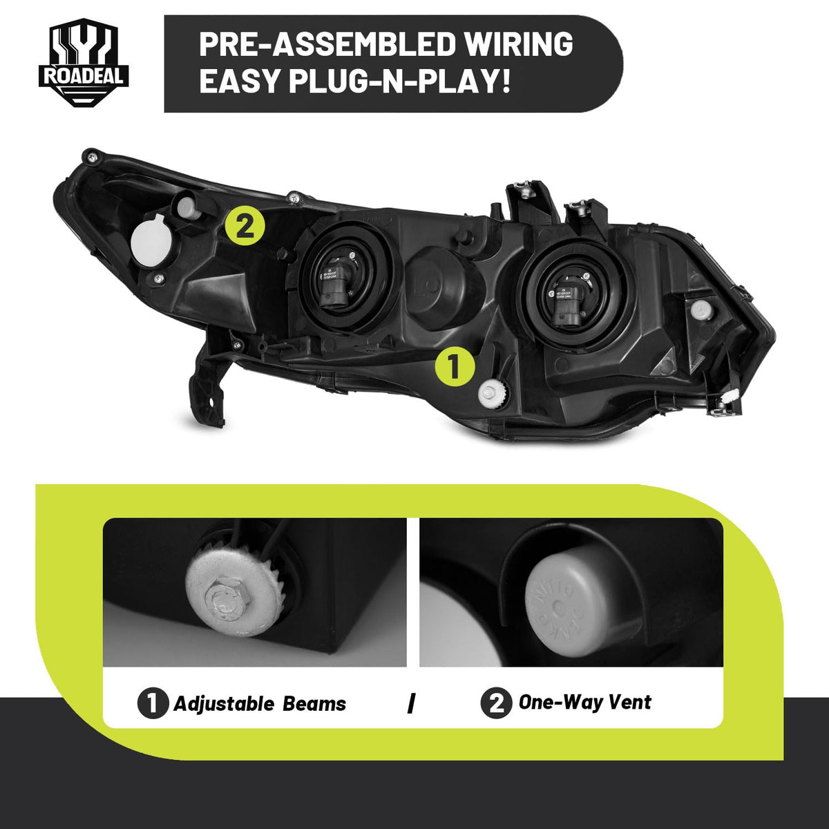 2006-2011 Honda Civic 2-Door Coupe Headlights Y783170