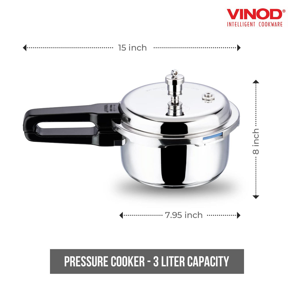 Stainless Steel Pressure Cooker, Outer Lid, 3 Litre S873