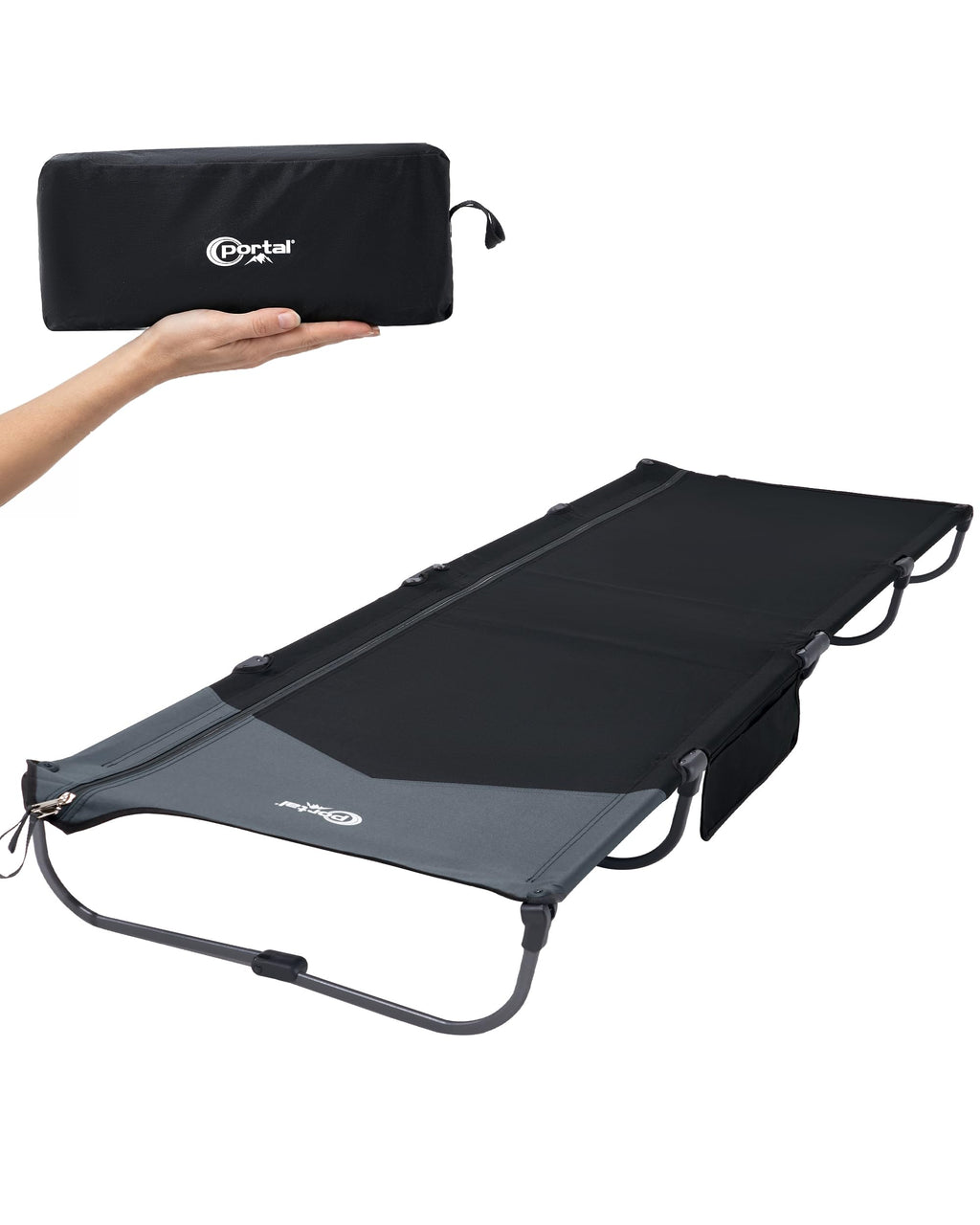 Ultra-Light 7.1 lbs Foldable Camping Cot with Side Pocket C88387