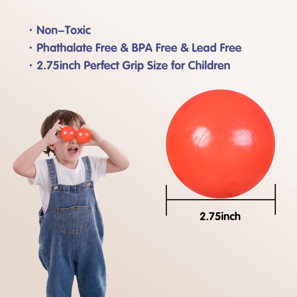 2.75 Inch Crush Proof Plastic Ball Pit Balls Pack of 50 A817809