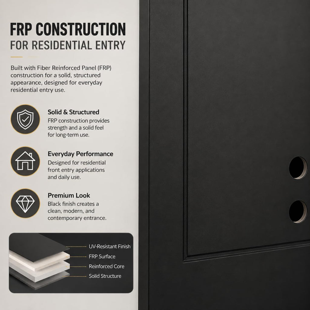 36" x 80" Black FRP Entry Door H65207