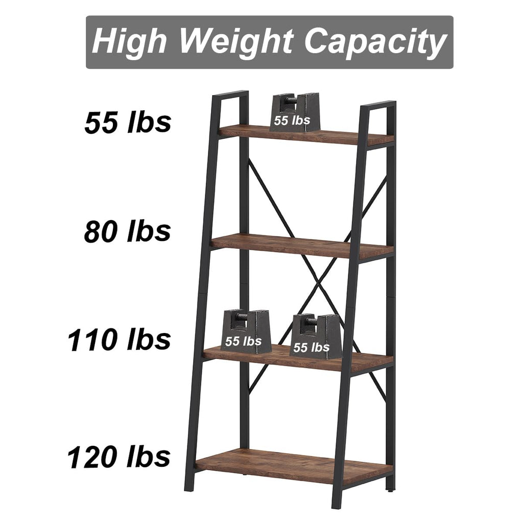 Rustic Console Table with 2 Drawers and 4-Tier Ladder Shelf V17730