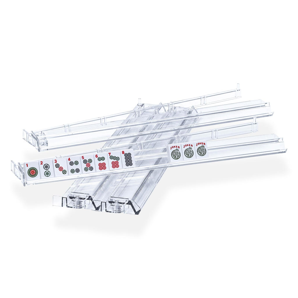 Clear Acrylic Mahjong Tile Rack and Pusher Set of 4 S288418