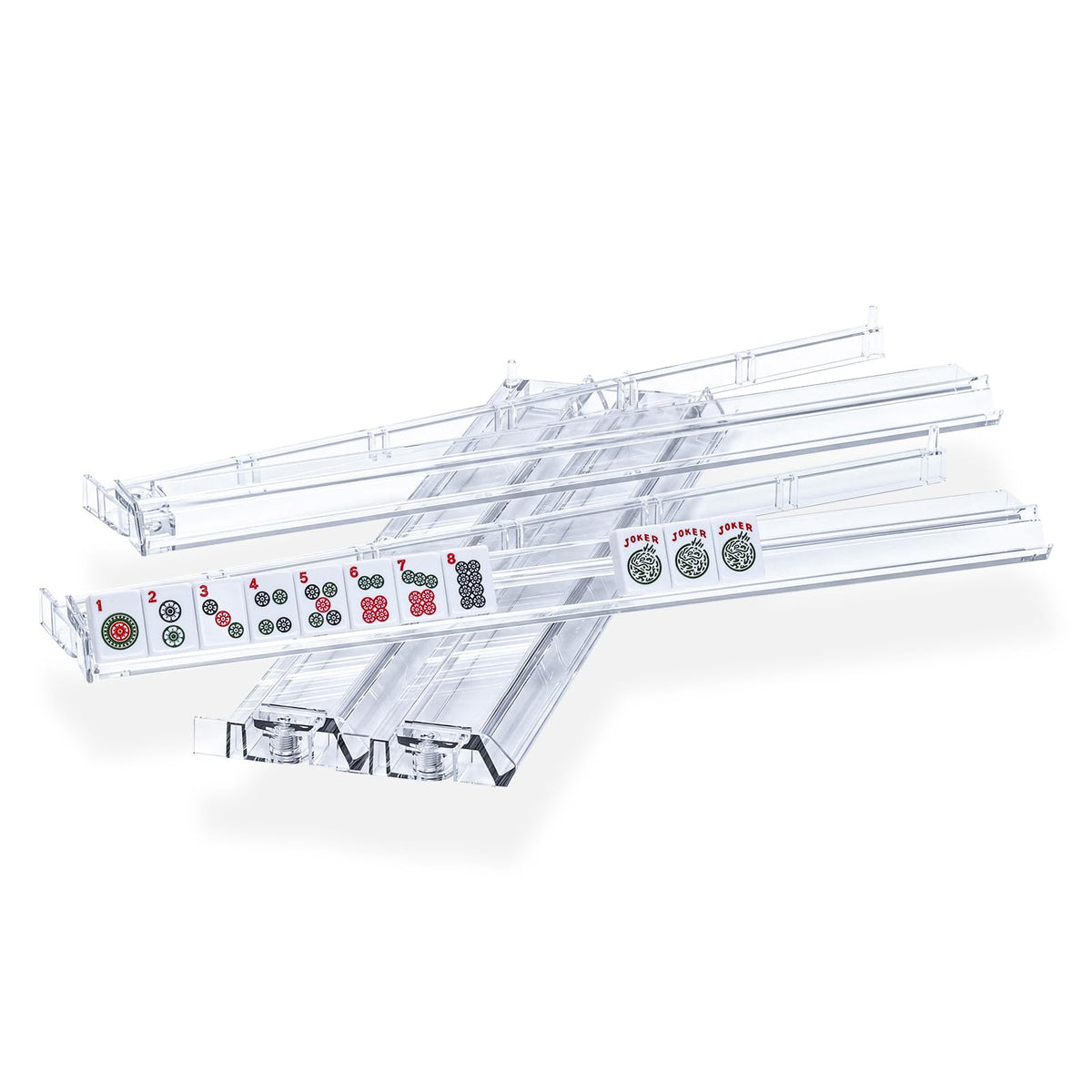 Clear Acrylic Mahjong Tile Rack and Pusher Set of 4 S288418