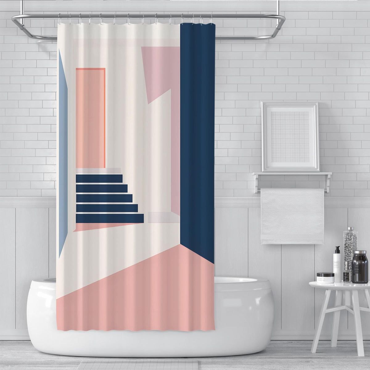 Pink Geometric Shower Curtain 72x72 Inches Z9154