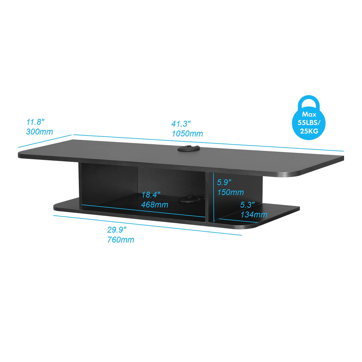 Black Floating TV Stand up to 55 Inch I533