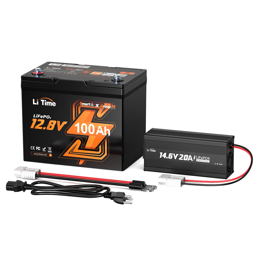 12V 100Ah Group 24 LiFePO4 Battery with Charger W9022