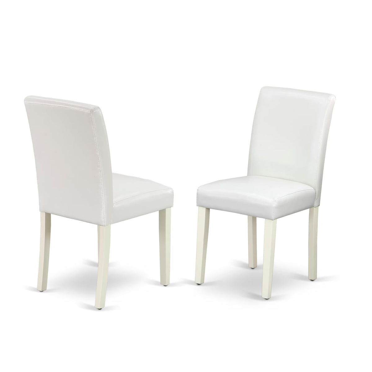 3 Piece Round Dining Table Set with 2 White Faux Leather Chairs P8380