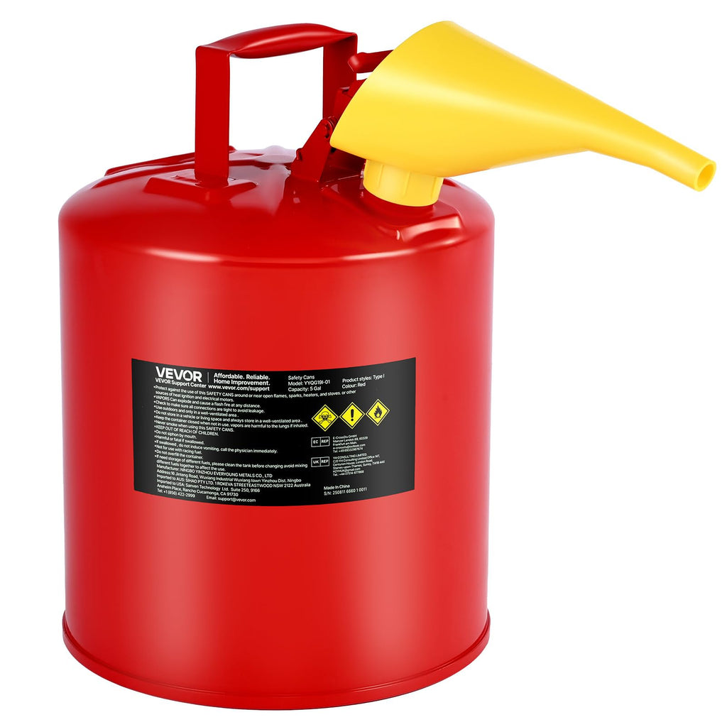 5 Gallon Red Metal Safety Gas Can with Flame Arrester P9764