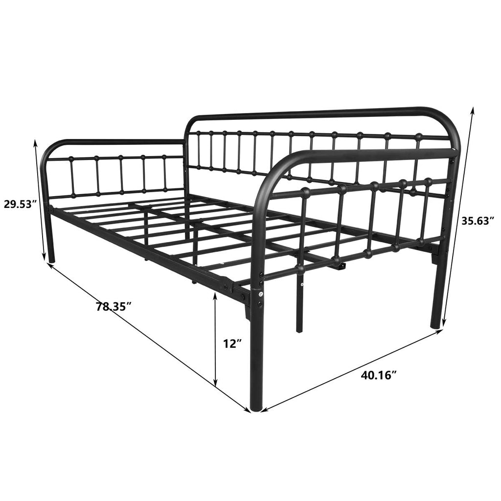 Metal Daybed Frame Twin Day Bed Black L497629