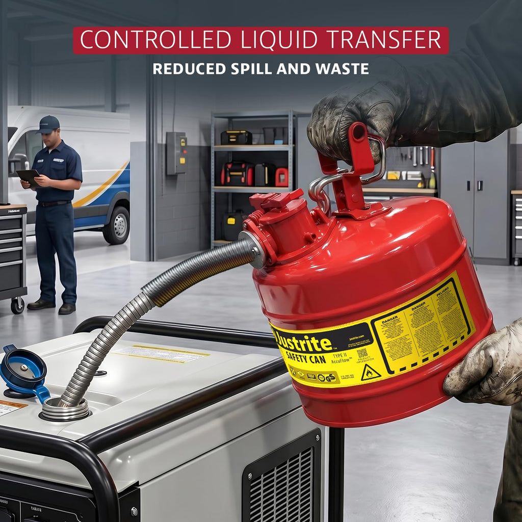 Red Galvanized Steel Gasoline Safety Can F750