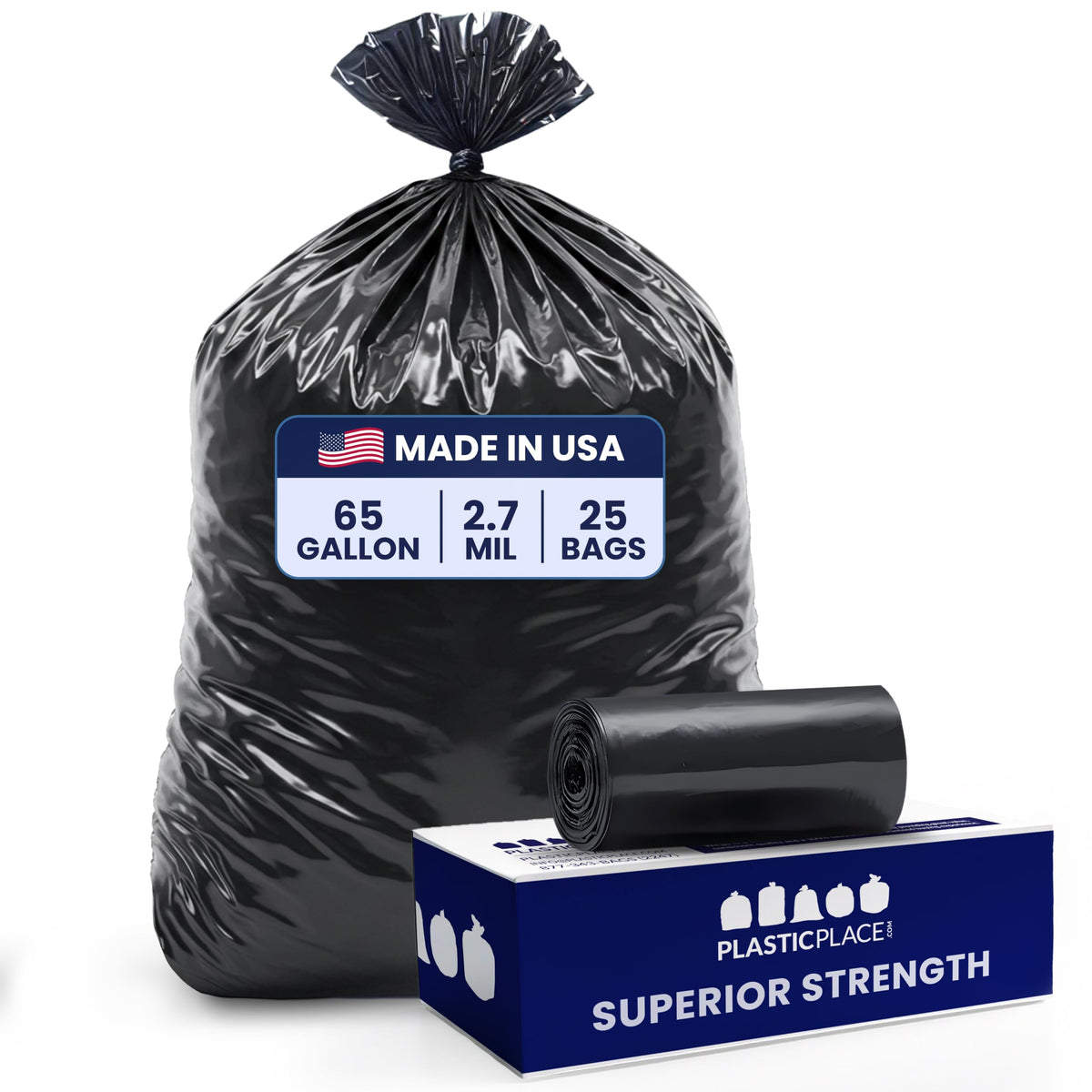 65 Gallon Black Heavy Duty Trash Bags 25 Count U432