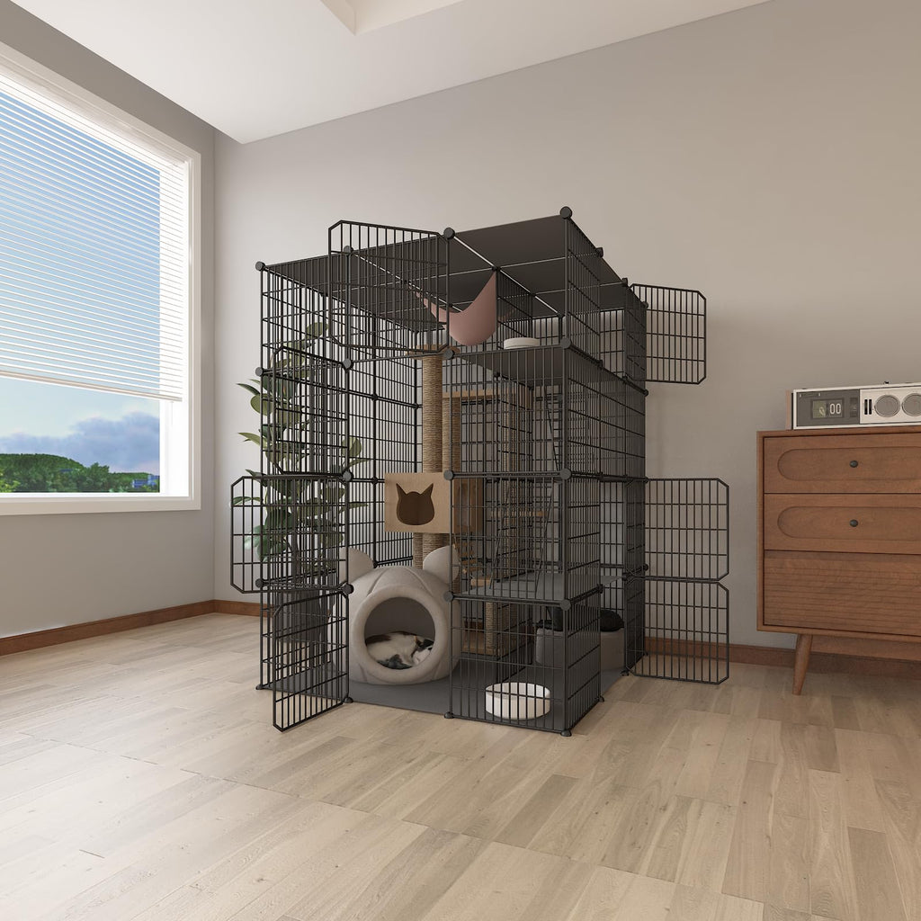 4-Tier Detachable Metal Wire Cat Cage Y85790