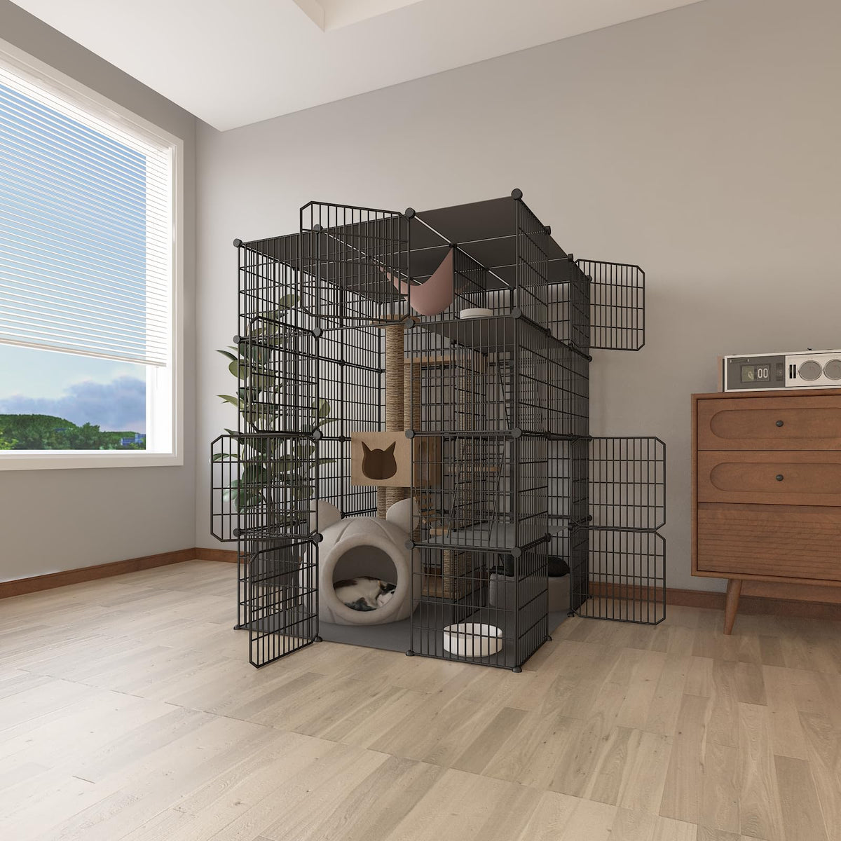 4-Tier Detachable Metal Wire Cat Cage Y85790