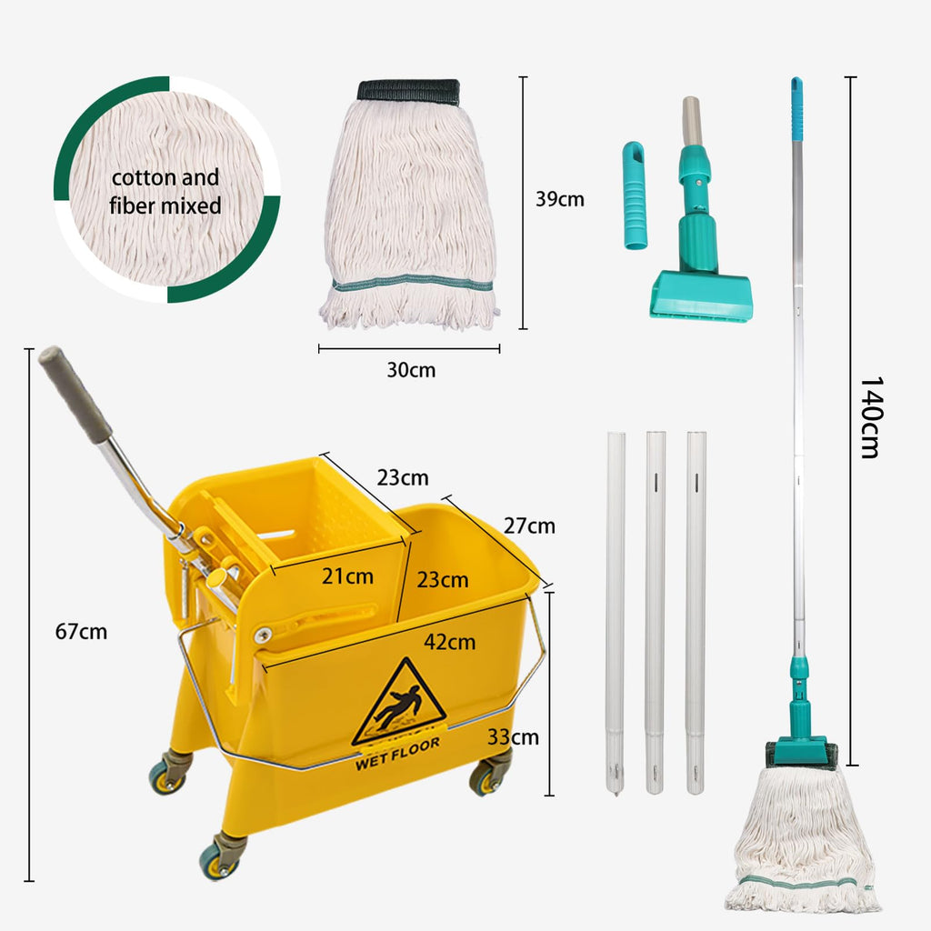 22 Quart Wheeled Mop Bucket with Wringer I54114