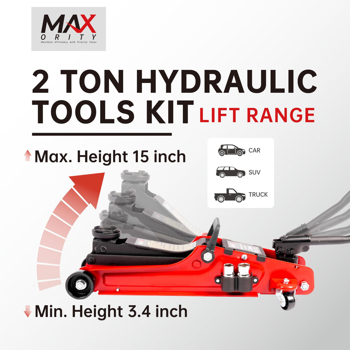 2-Ton Hydraulic Low Profile Trolley Floor Jack with Carrying Case and Tire Tool Kit J5535