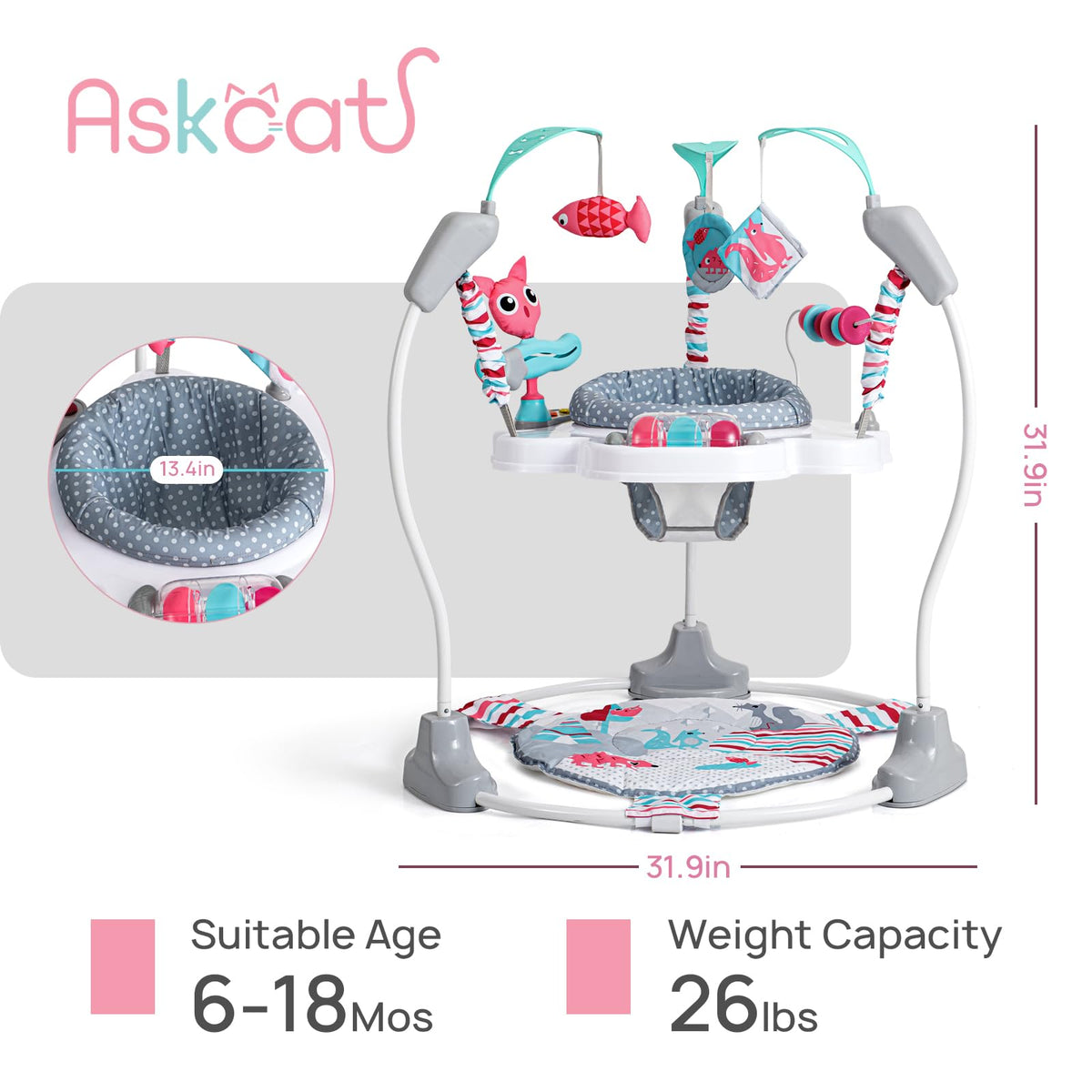 Baby Jumper Activity Center with Music & Lights, Pink H220951