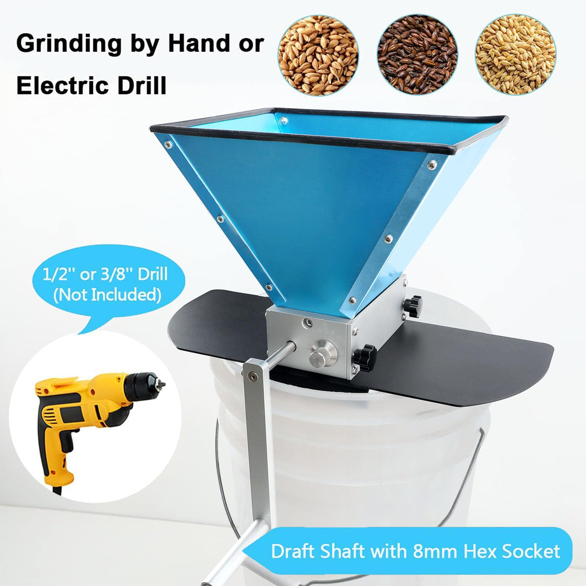 Grain Mill with 7.7LB Hopper 2 Stainless Steel Rollers B90736