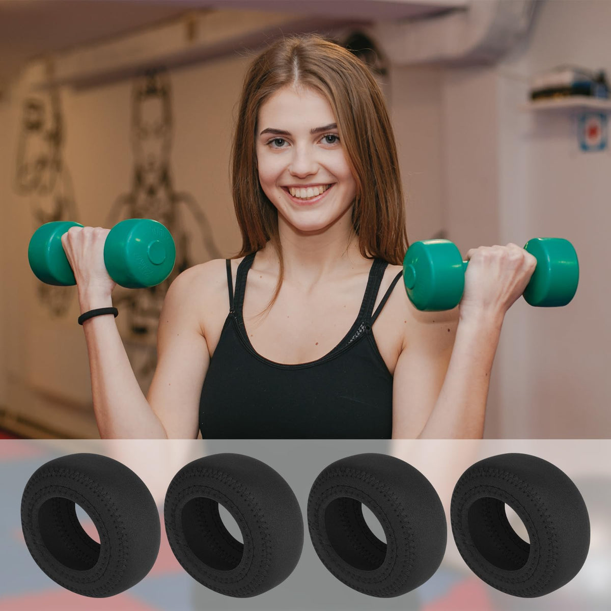 4 Pcs Neoprene Dumbbell Head Ends Protector Cover B64261