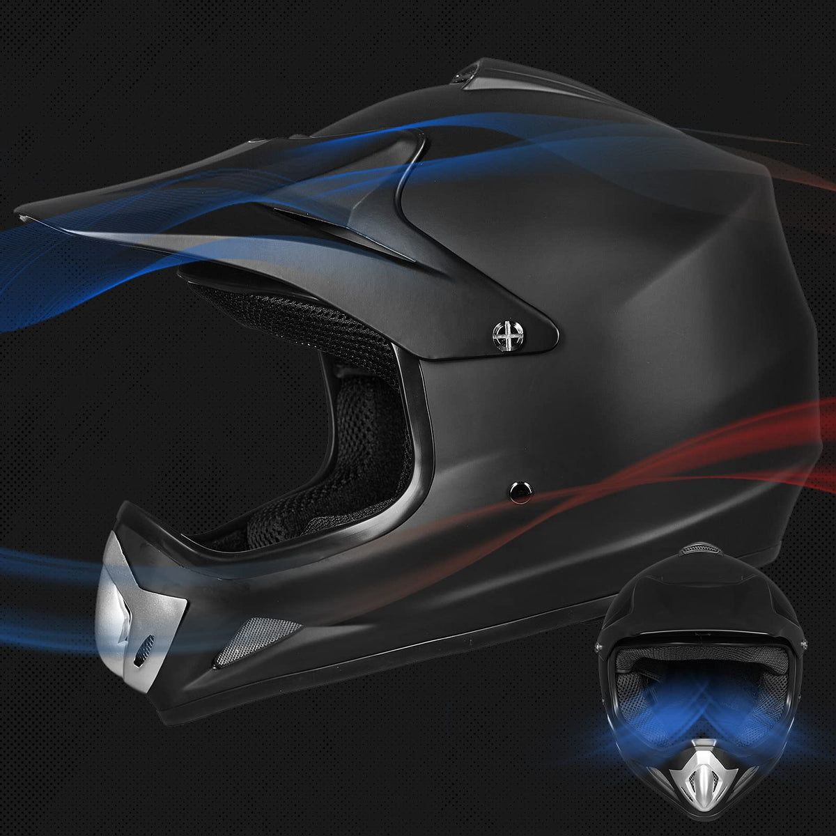 Youth Kids Full Face Motocross Helmet Matte Black S8012