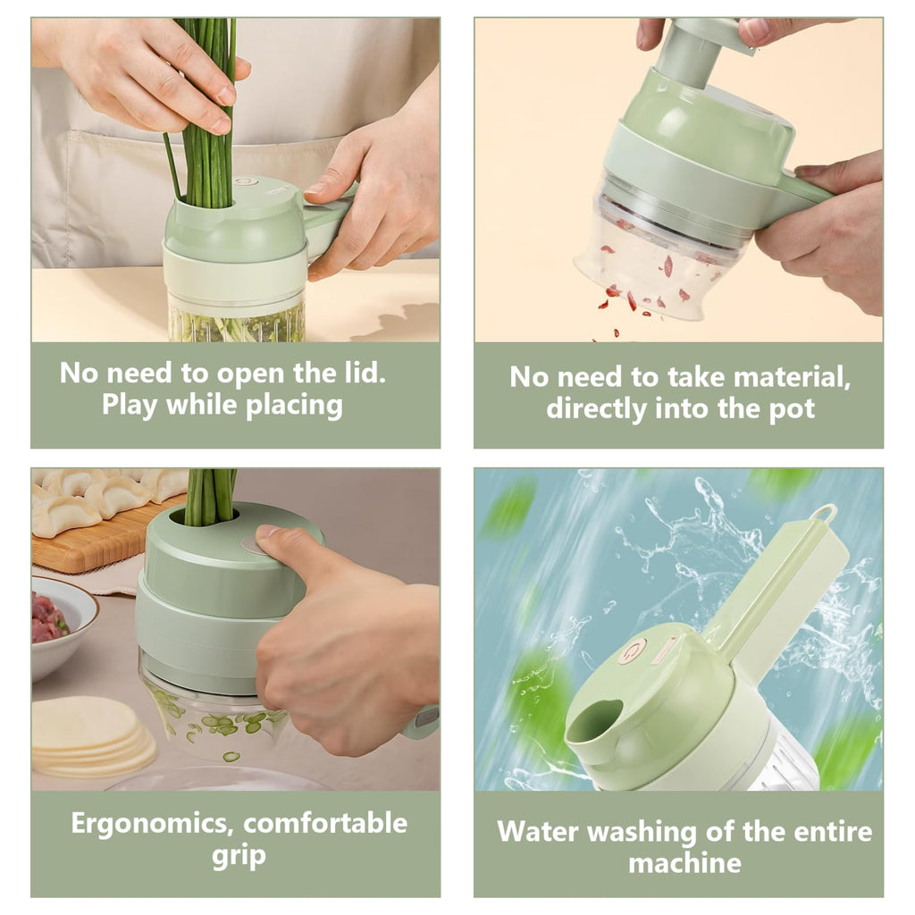 Wireless Mini 4 in 1 Electric Vegetable Chopper Rechargeable Food Cutter S92833
