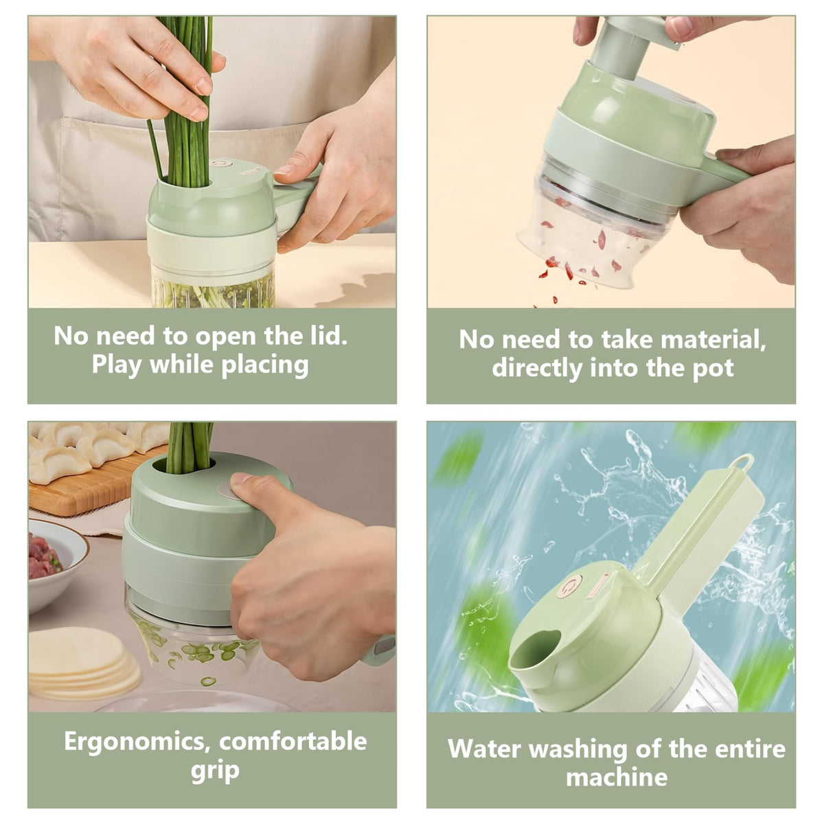 Wireless Mini 4 in 1 Electric Vegetable Chopper Rechargeable Food Cutter S92833