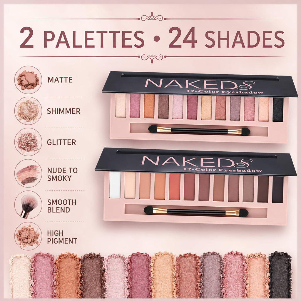 2 Pack Shimmer & Matte Eyeshadow Palette E597