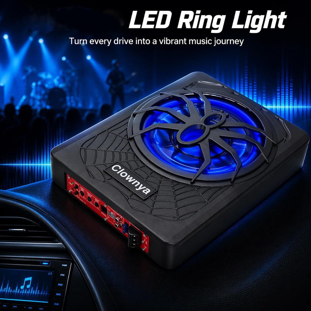 1200W Slim Under-Seat Powered Car Subwoofer with Built-in Amp R659777