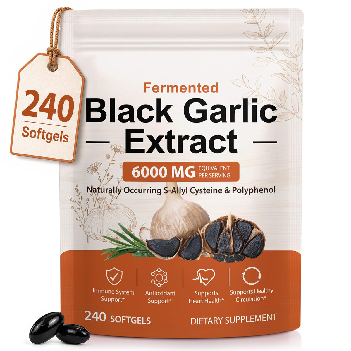 Black Garlic Capsules 6000mg 240 Softgels M441