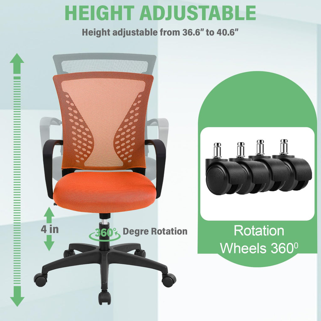 Orange Ergonomic Office Desk Chair with Armrest G244546