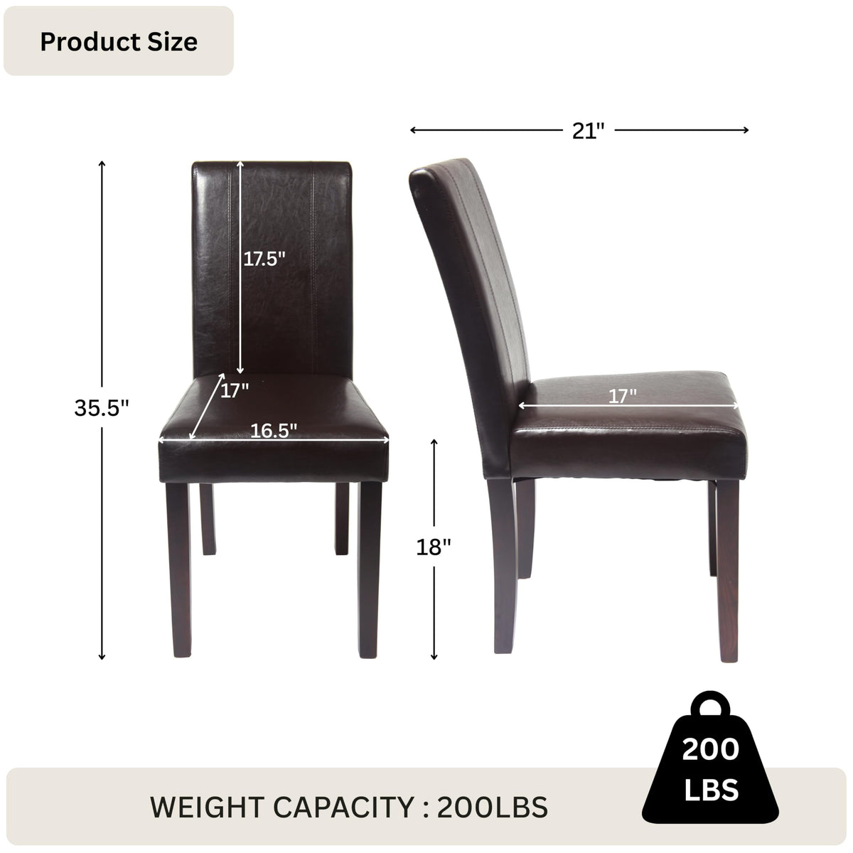 Black Leatherette Parson Chair Set of 2 G688