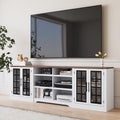 White Black TV Stand with 2 Cabinets and 3-Tier Shelves P67481