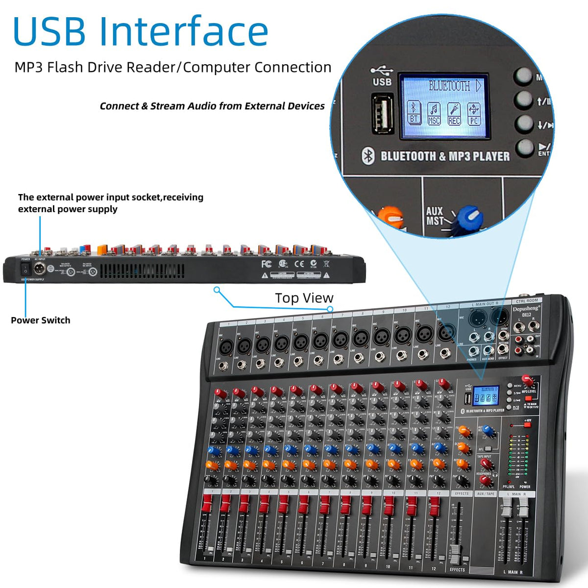 12 Channel Black USB Audio Mixer G1814