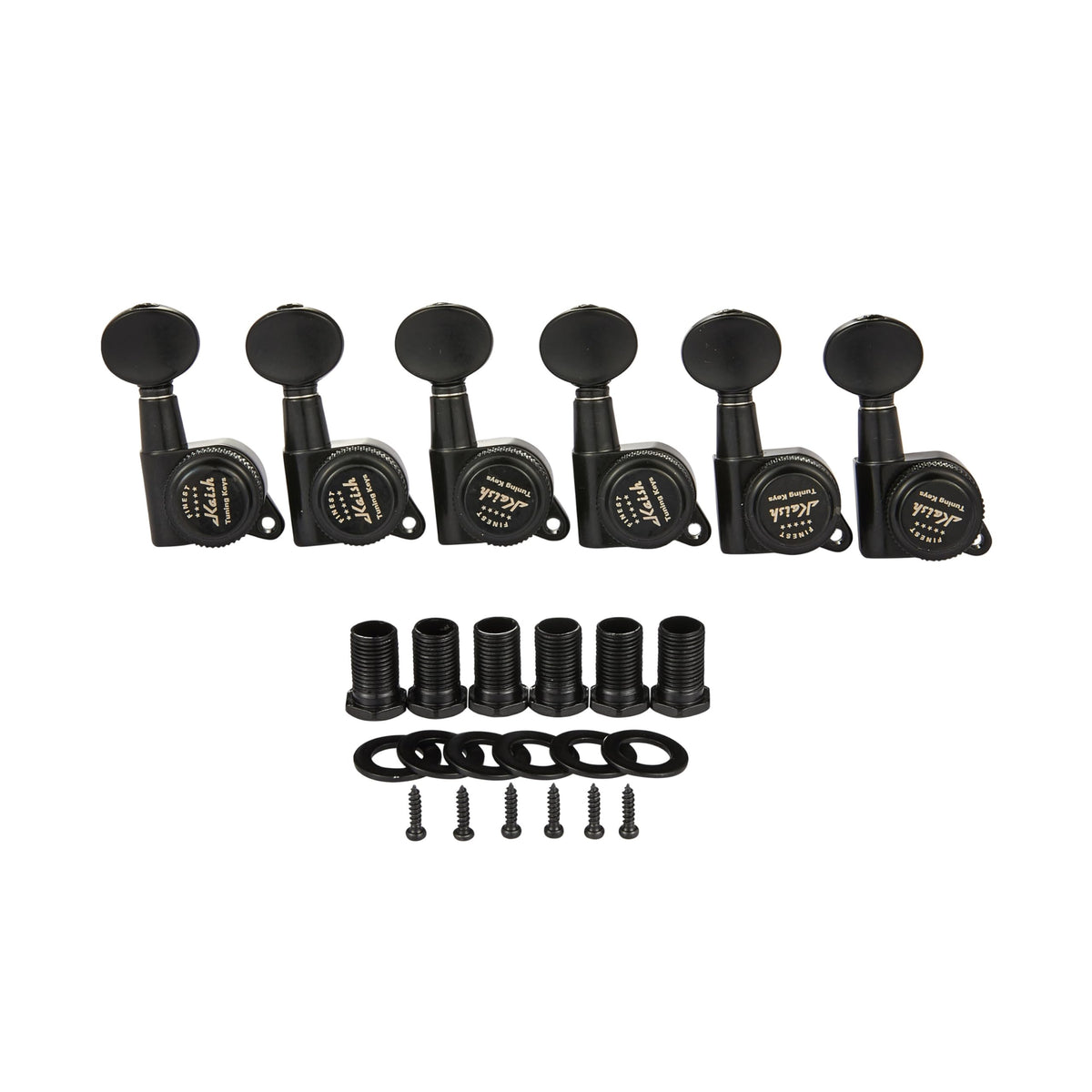 6 Inline Locking Guitar Tuners Black T954353