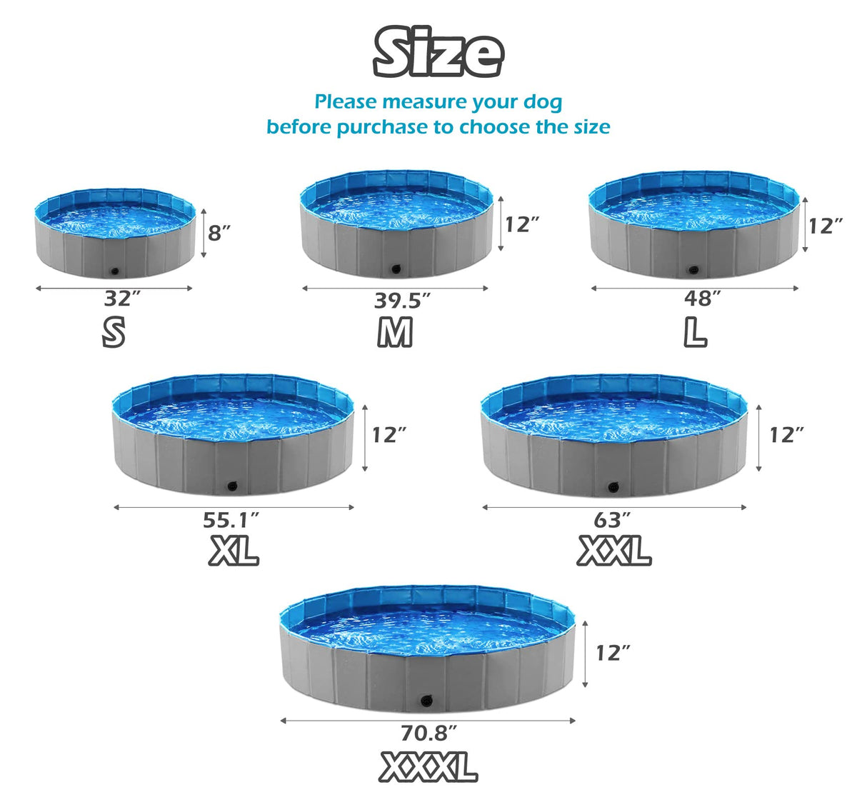 Foldable Dog Pet Bath Pool Collapsible 48" Grey G961970