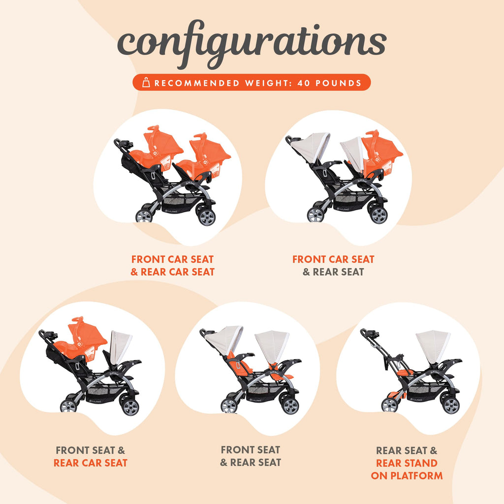Khaki 3 Pc Double Stroller & 2 Car Seats N440601