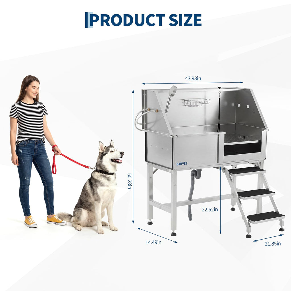 46 Inch Stainless Steel Dog Grooming Tub F9134