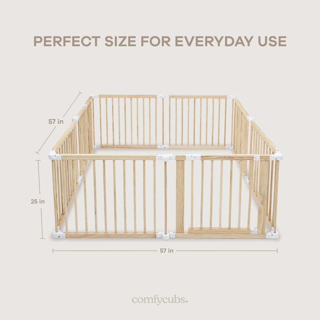Foldable Playpen Light Wood White Y55681
