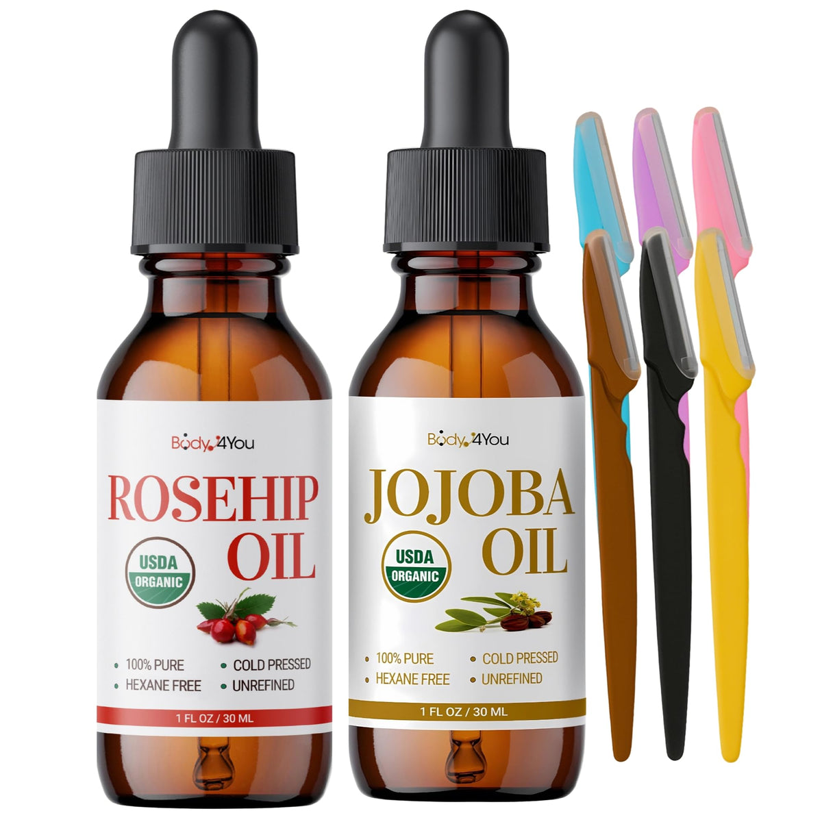 Jojoba Oil with 6PC Face Razors + Rosehip Oil Set S872810