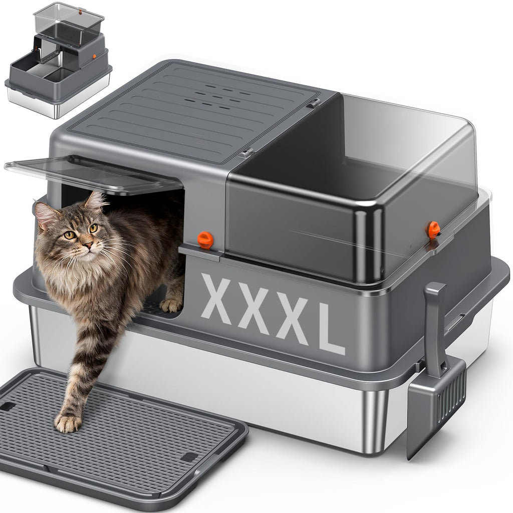 XXXL Stainless Steel Litter Box with Lid D24658