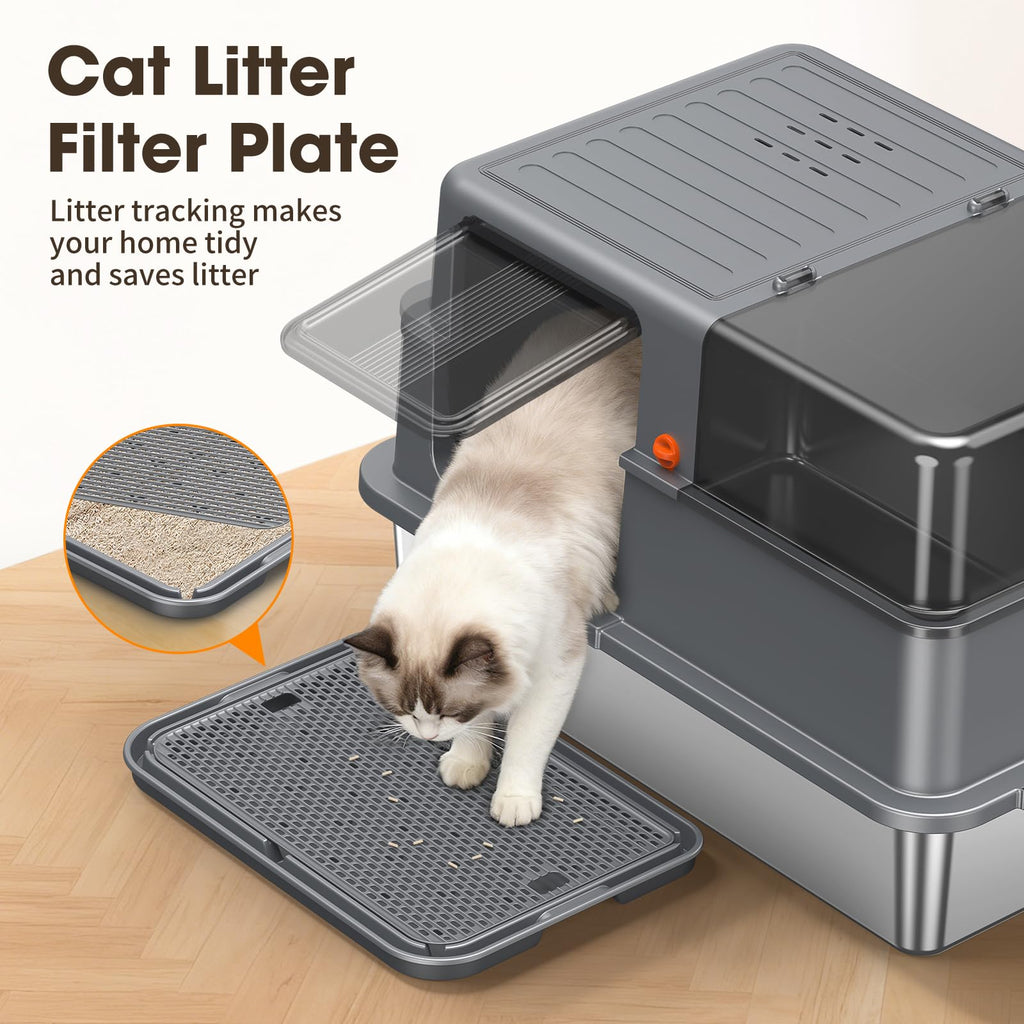 XXXL Stainless Steel Litter Box with Lid D24658