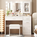 Makeup Vanity Desk Set with LED Lights Mirror Chair F14349
