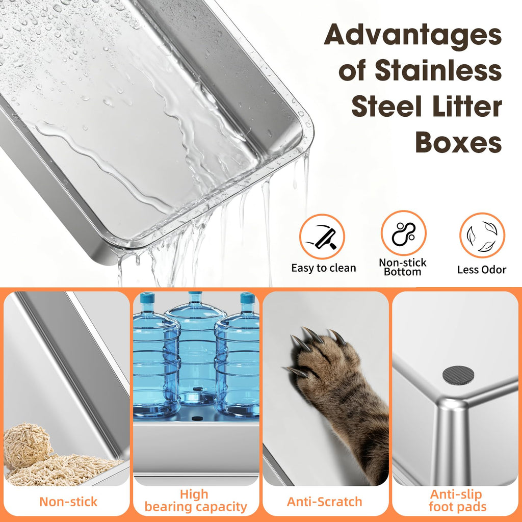 XXXL Stainless Steel Litter Box with Lid D24658