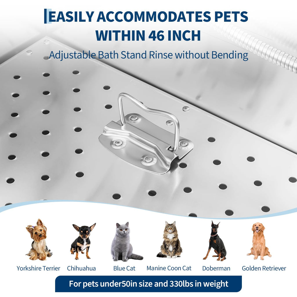 46 Inch Stainless Steel Dog Grooming Tub F9134