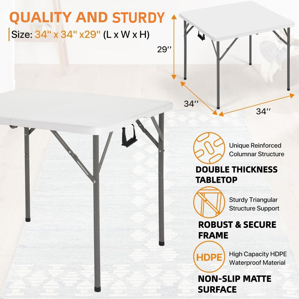 White Square Folding Card Table P86367