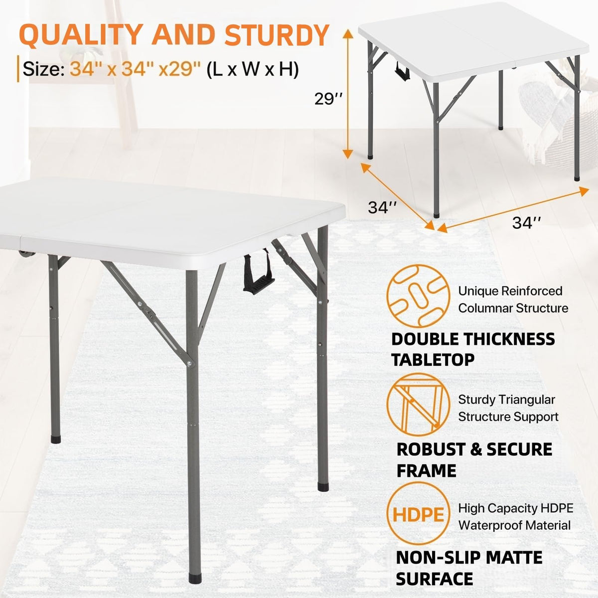 White Square Folding Card Table P86367