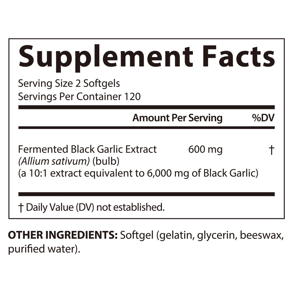 Black Garlic Capsules 6000mg 240 Softgels M441