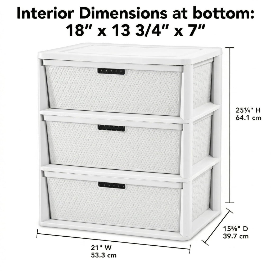 White 3 Drawer Plastic Storage Tower E1099